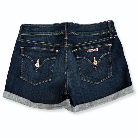 Hudson Crowley Mid Thigh Cuffed Shorts Flap Pockets Dark Wash Size 29 - Picture 2 of 10